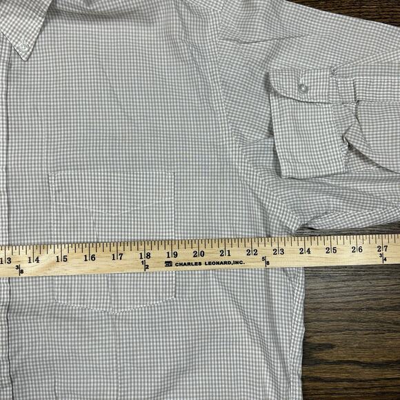 LL Bean Shirt Mens Large Cotton Brown White Stripe Button up Long Sleeve Classic - Picture 4 of 7